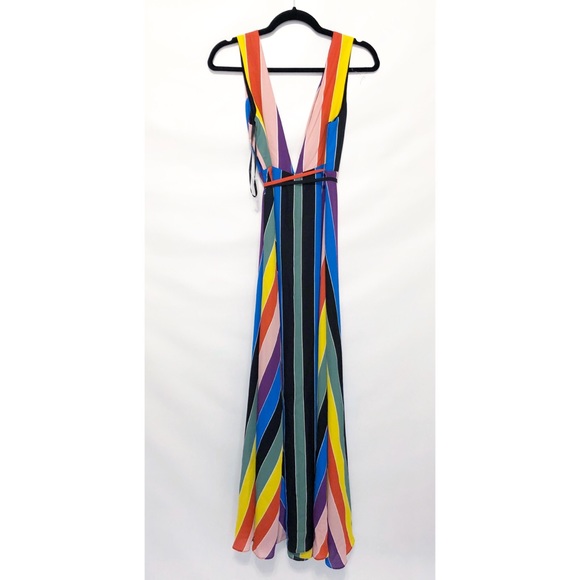 Bloomingdales Aqua Rainbow Striped Maxi Dress - Picture 3 of 6